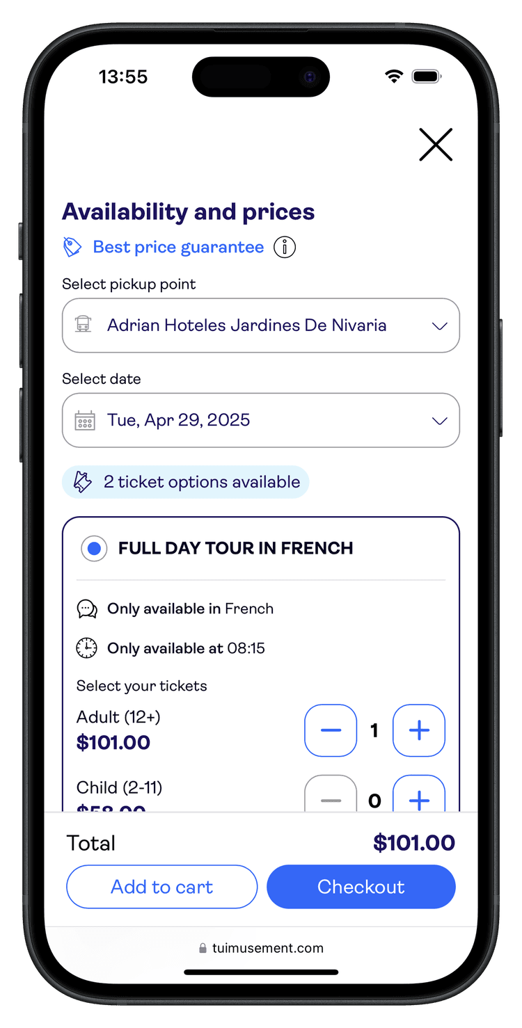 TUI Musement booking form