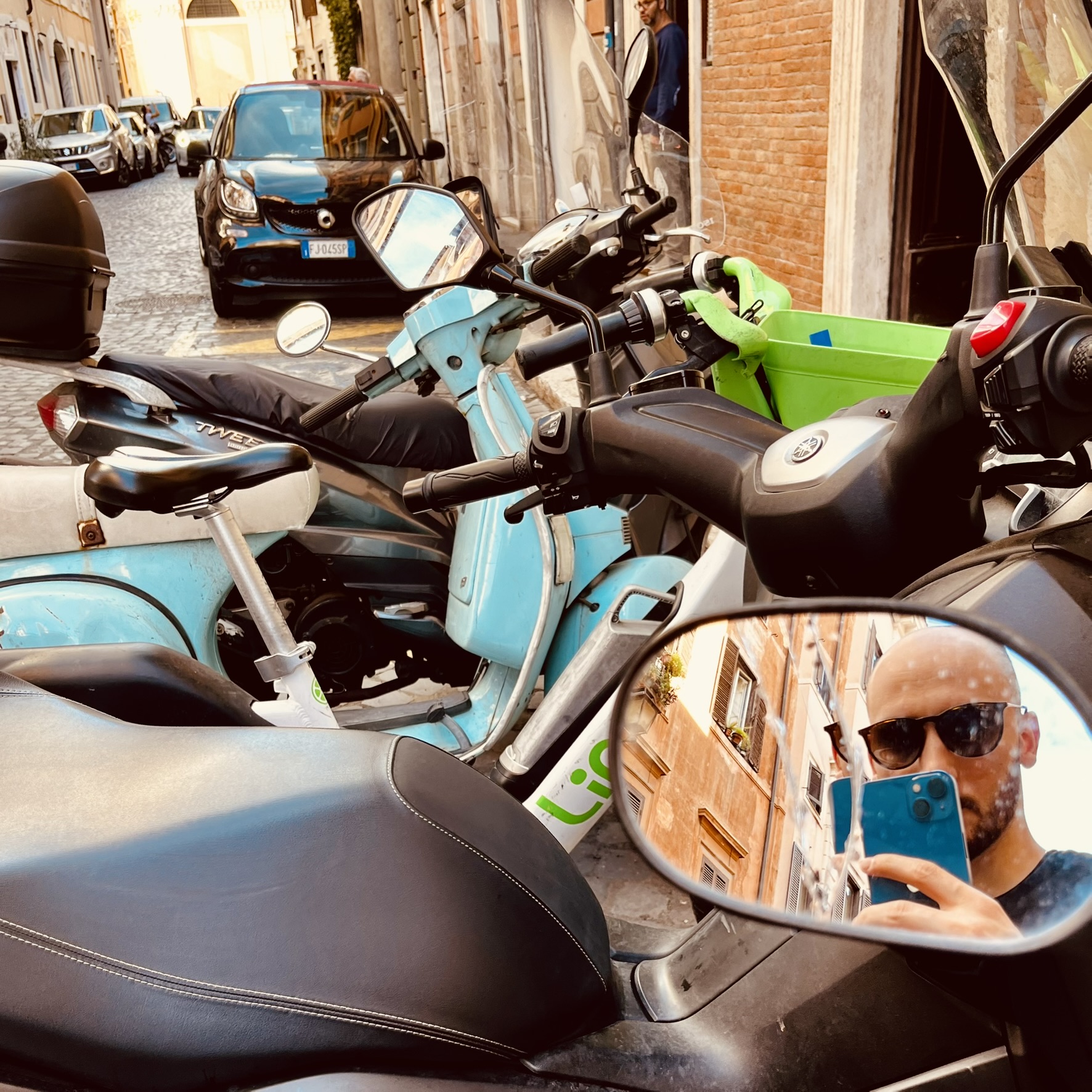 Streets of Rome, Vespa, mirror and me.